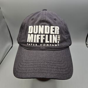The Office Hat Dunder Mifflin Paper Company Adjustable Tuck Strap Back Black Cap